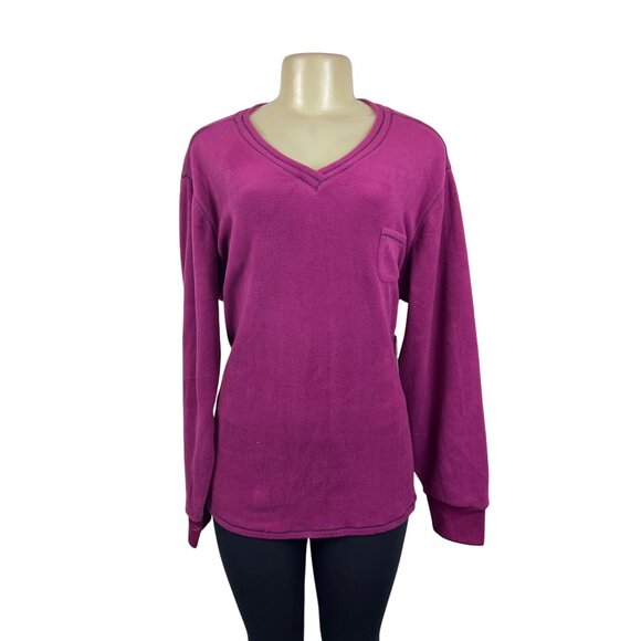 Jaclyn Intimates Magenta V-Neck Fleece Womens Sweatshirt Sz 2X - New - Picture 1 of 8